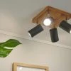 Trio Deckenspot, 4-flammig, schwarz / Eiche