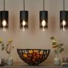 Trio Pendelleuchte, 4-flammig, Rauchglas schwarz