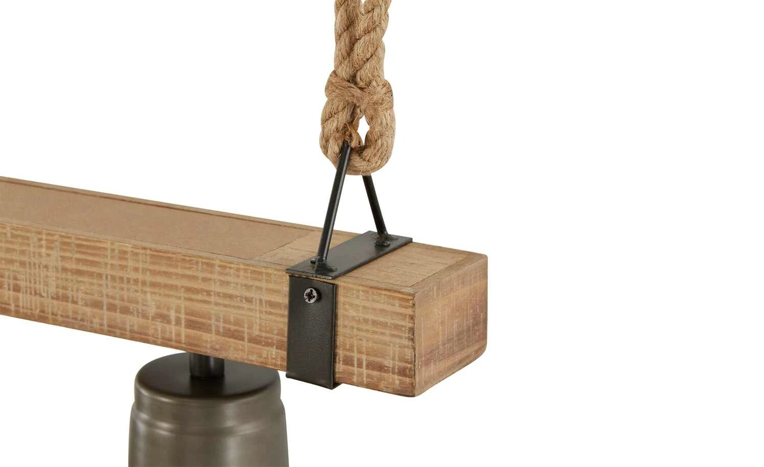 Pendelleuchte, 3-flammig, schwarz/Holz mit Tau 4 Pendelleuchte, 3-flammig, schwarz/Holz mit Tau – Bild 4