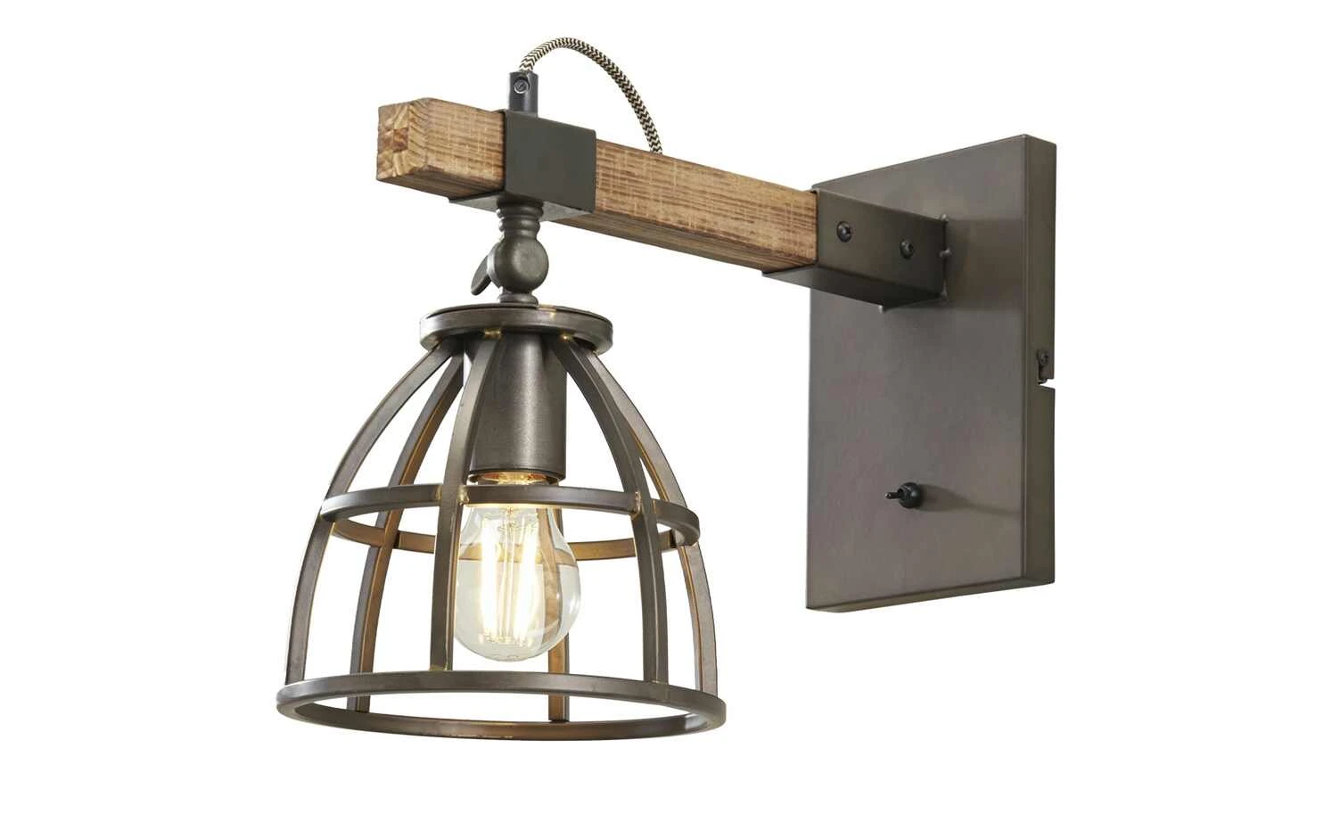 Wandleuchte, 1-flammig, schwarz/holz 8 Wandleuchte, 1-flammig, schwarz/holz – Bild 8