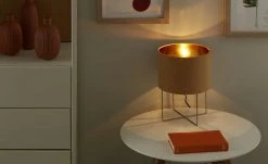 Fischer-Honsel Tischleuchte, 1-flammig, gelb Samt `klein´ | 32|cm Gelb