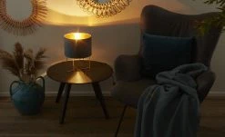 Fischer-Honsel Tischleuchte, 1-flammig, türkis Samt `klein´ | 32|cm Blau, Grün