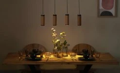 Pendelleuchte, 4-flammig, Eiche/schwarz