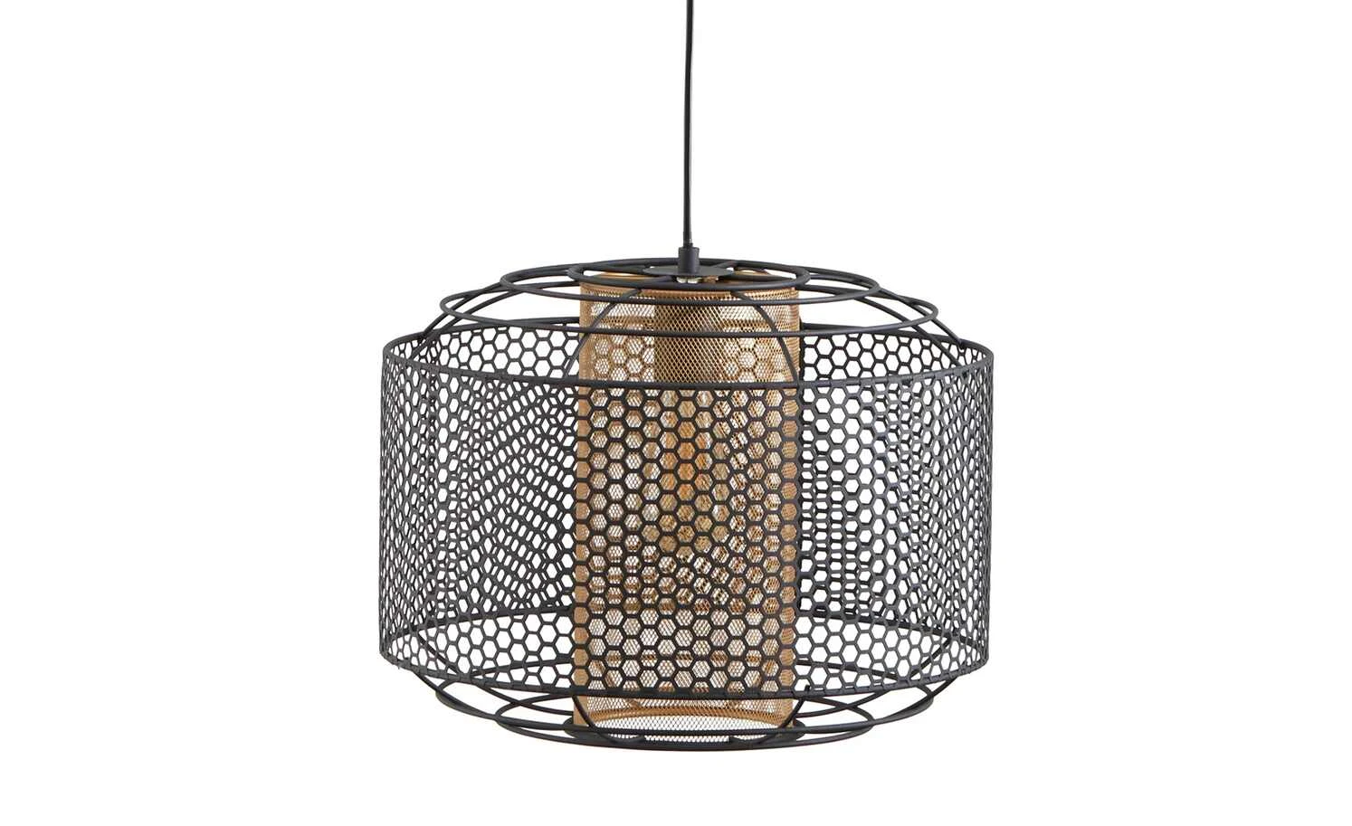 Pendelleuchte, 1-flammig, Metall schwarz/goldfarben 2 Pendelleuchte, 1-flammig, Metall schwarz/goldfarben – Bild 2