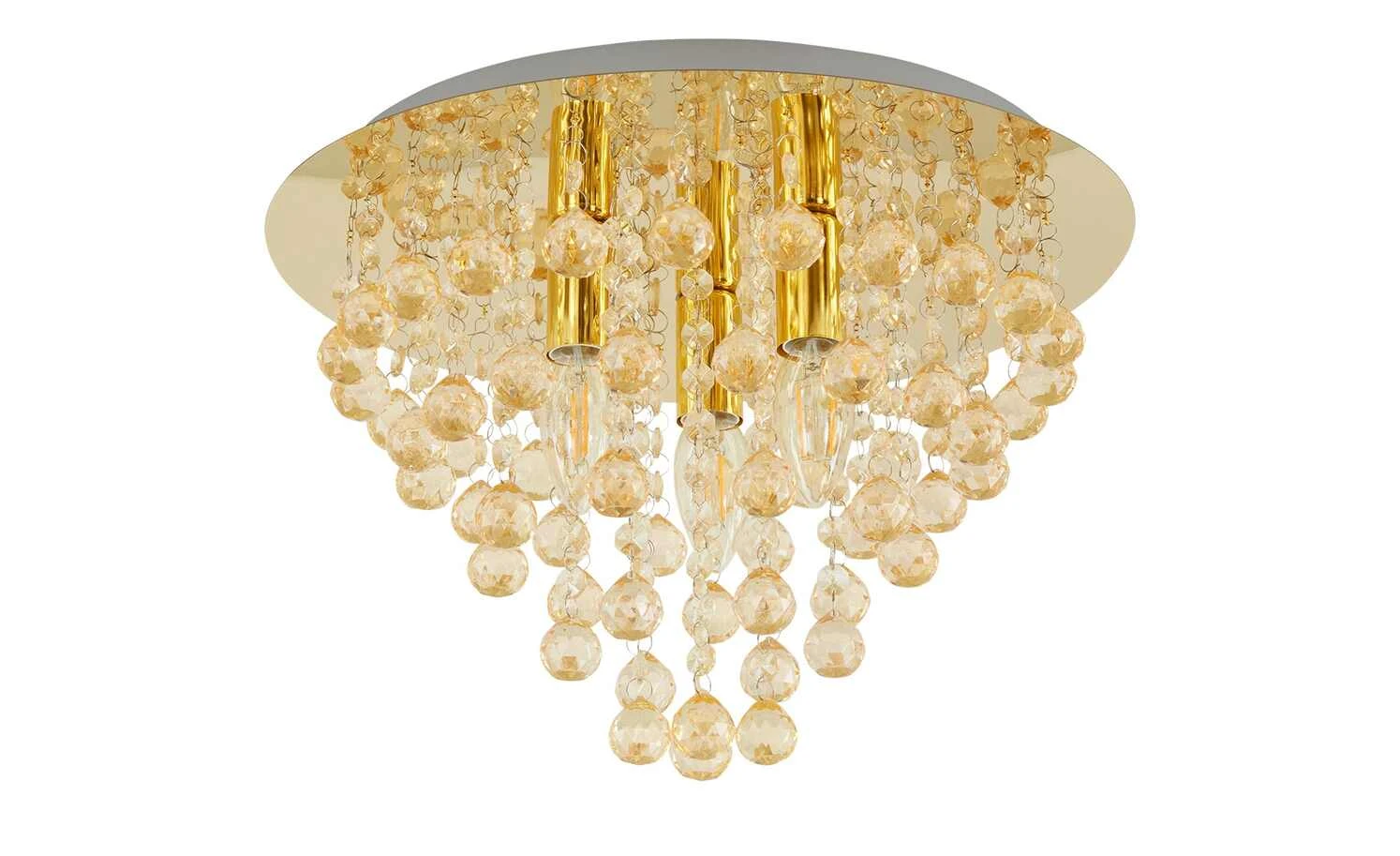 Deckenleuchte, 3-flammig, Behang goldfarben 2 Deckenleuchte, 3-flammig, Behang goldfarben – Bild 2