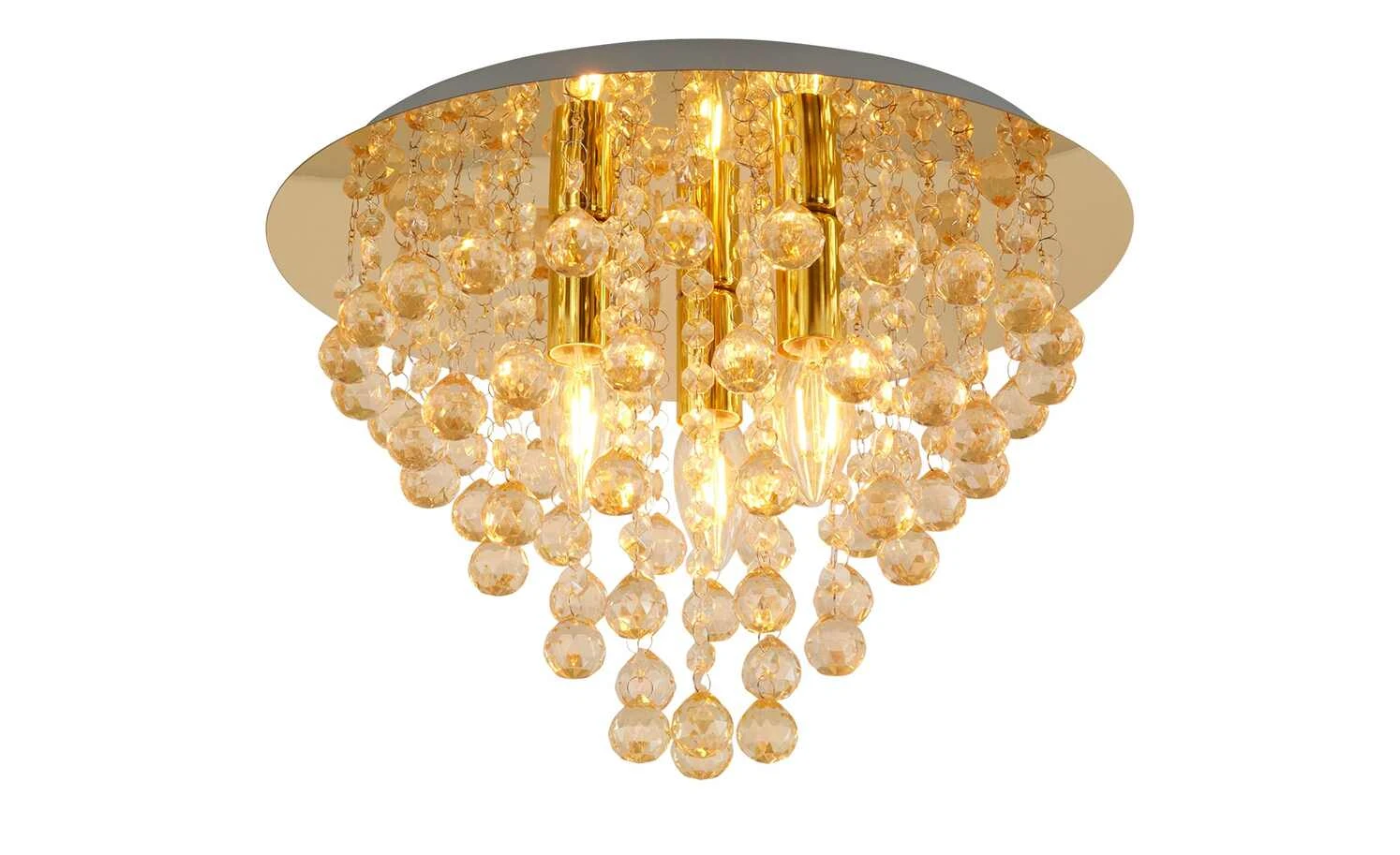 Deckenleuchte, 3-flammig, Behang goldfarben 3 Deckenleuchte, 3-flammig, Behang goldfarben – Bild 3