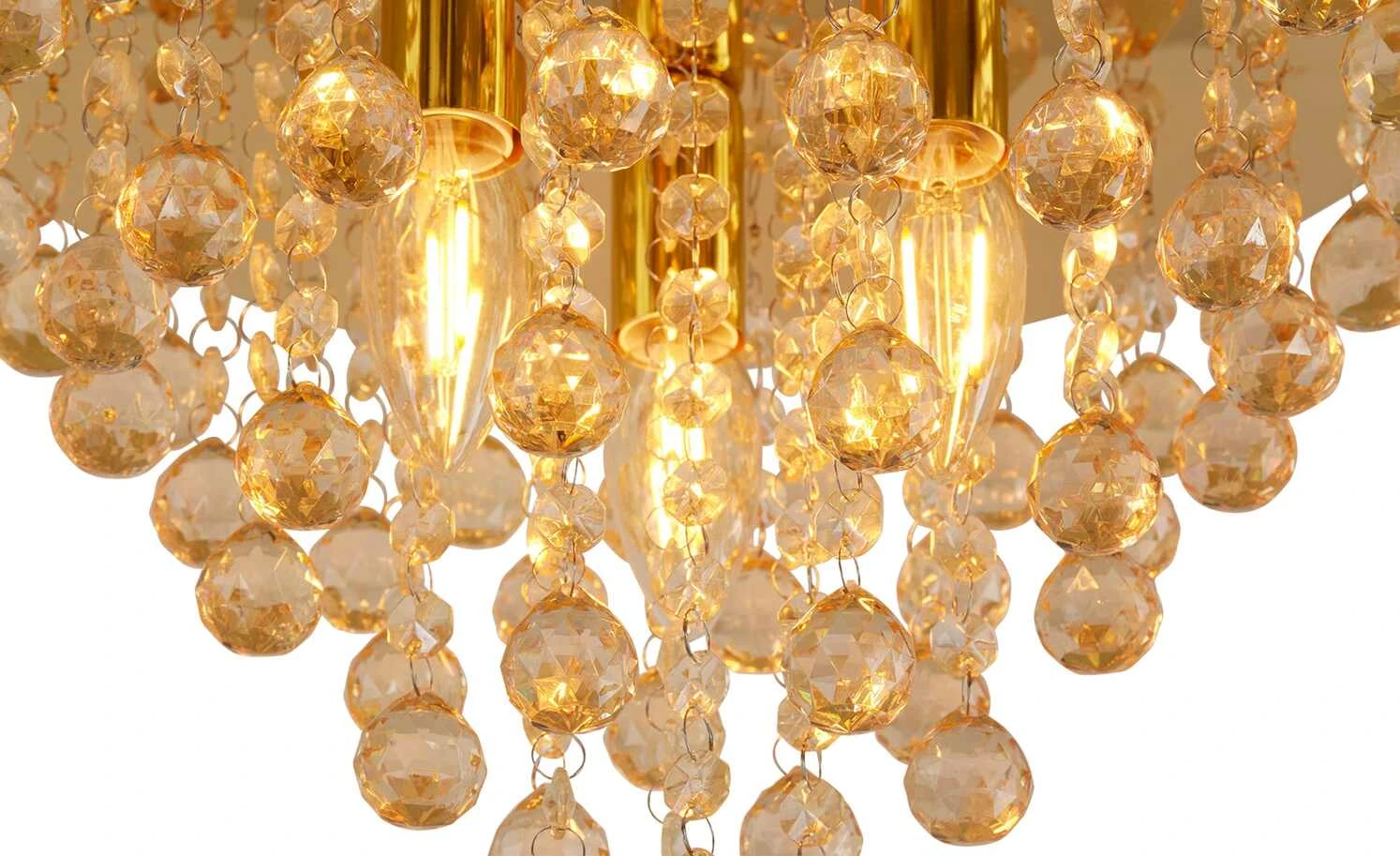 Deckenleuchte, 3-flammig, Behang goldfarben 4 Deckenleuchte, 3-flammig, Behang goldfarben – Bild 4