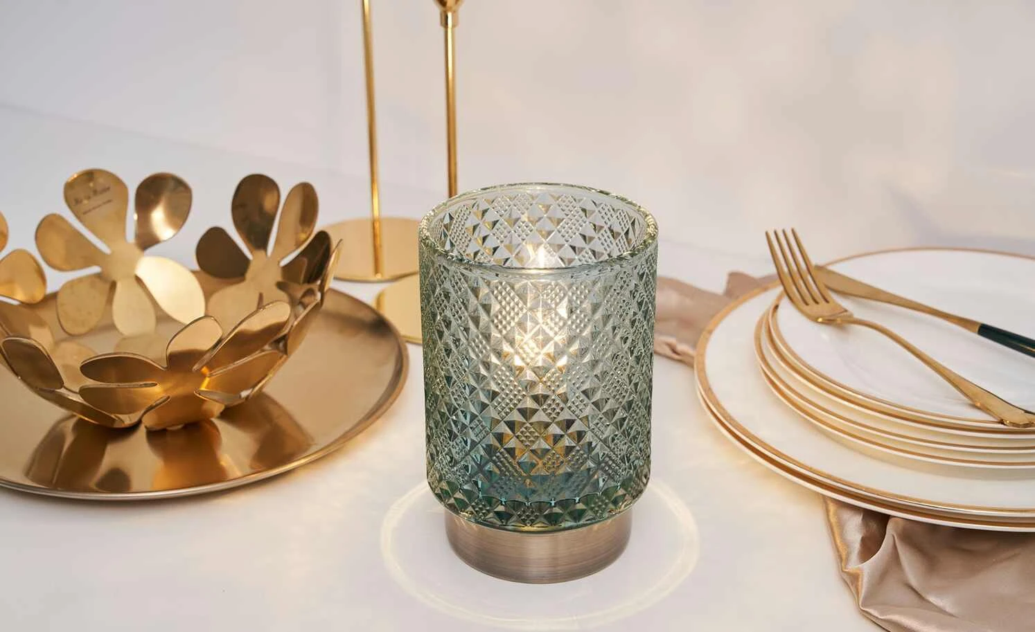 Mobile-Tischleuchte, Glas Türkis | Blau 15,5|cm 1 Mobile-Tischleuchte, Glas Türkis | Blau 15,5|cm