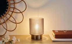 Mobile-Tischleuchte, Rauchglas | Grau 17|cm