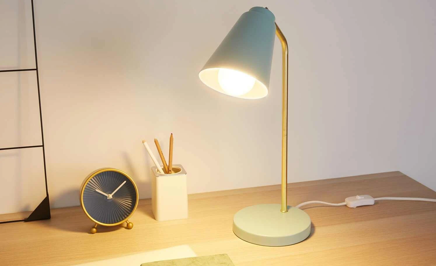 Tischleuchte, 1-flammig, hellblau/goldfarben 2 Tischleuchte, 1-flammig, hellblau/goldfarben – Bild 2