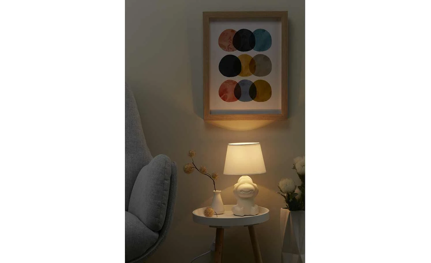 Trio Keramik-Tischleuchte, 1-flammig, weiß 1 Trio Keramik-Tischleuchte, 1-flammig, weiß