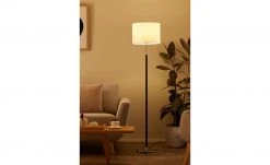 B-Leuchten Stehleuchte, 1-flammig, schwarz/chrom,Stoffschirm