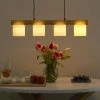 Trio Pendelleuchte, 4-flammig, Holz/ Stoffschirm weiß