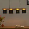 Trio Pendelleuchte, 4-flammig, Holz/ Stoffschirm schwarz/goldfarben