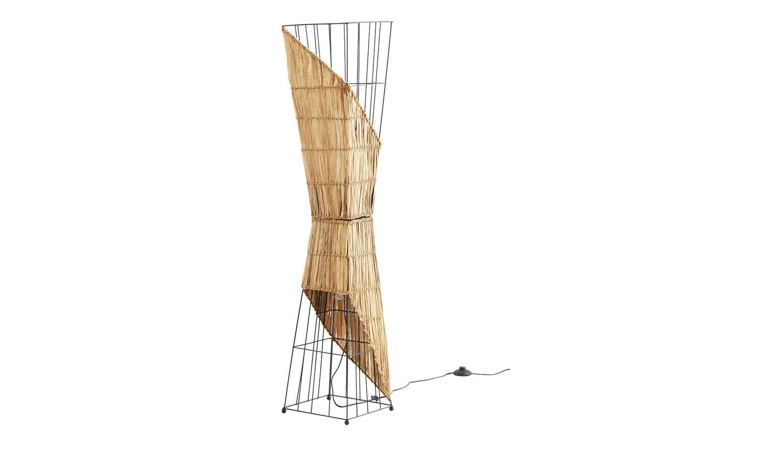 Stehleuchte, 2-flammig, Metall mit Grasgeflecht 2 Stehleuchte, 2-flammig, Metall mit Grasgeflecht – Bild 2