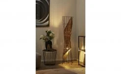 Stehleuchte, 2-flammig, Metall mit Grasgeflecht