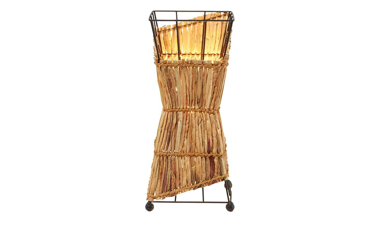 Tischleuchte, 1-flammig, Metall mit Grasgeflecht 4 Tischleuchte, 1-flammig, Metall mit Grasgeflecht – Bild 4