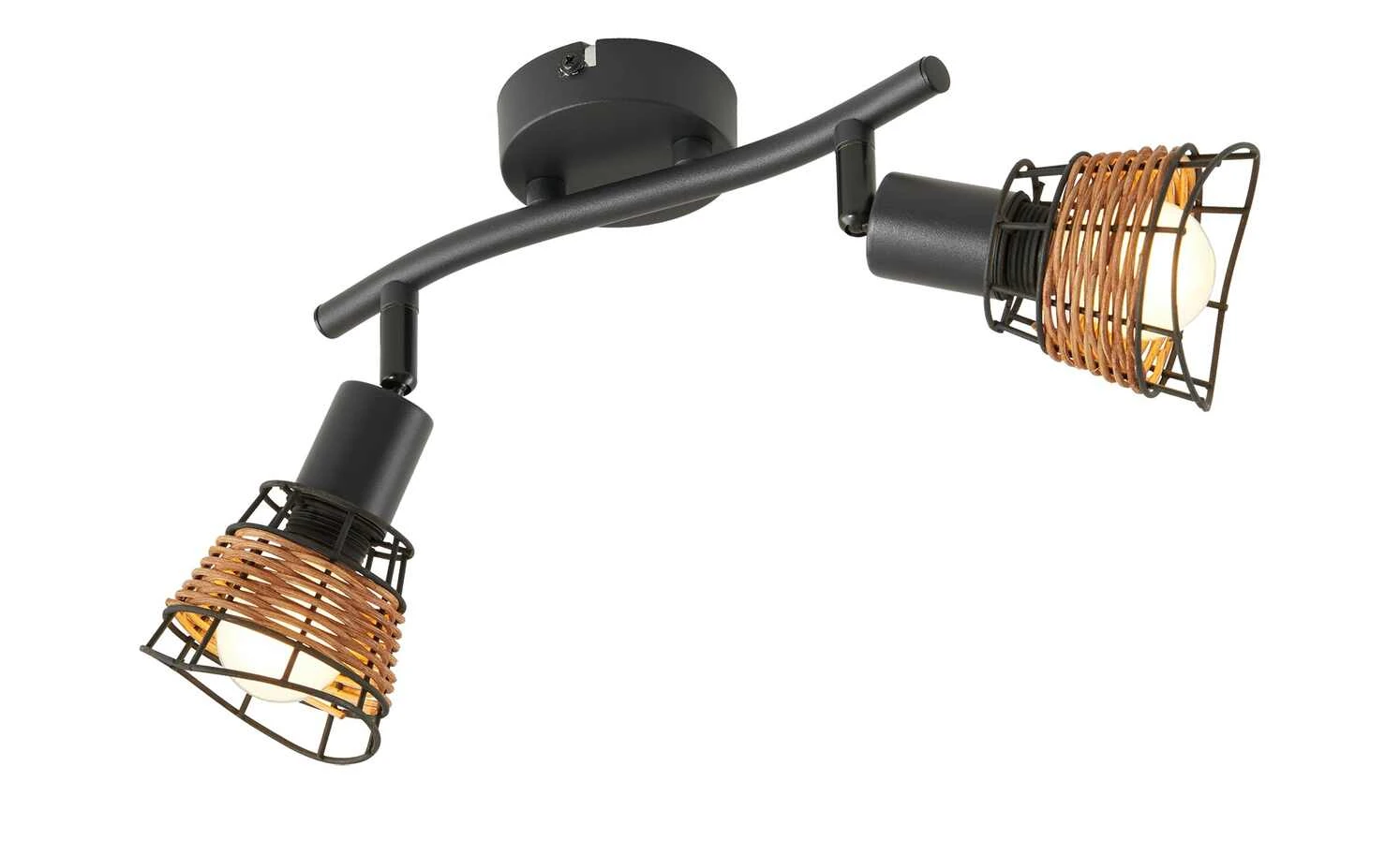 Deckenstrahler 2-flammig, Draht/ Rattan 3 Deckenstrahler 2-flammig, Draht/ Rattan – Bild 3