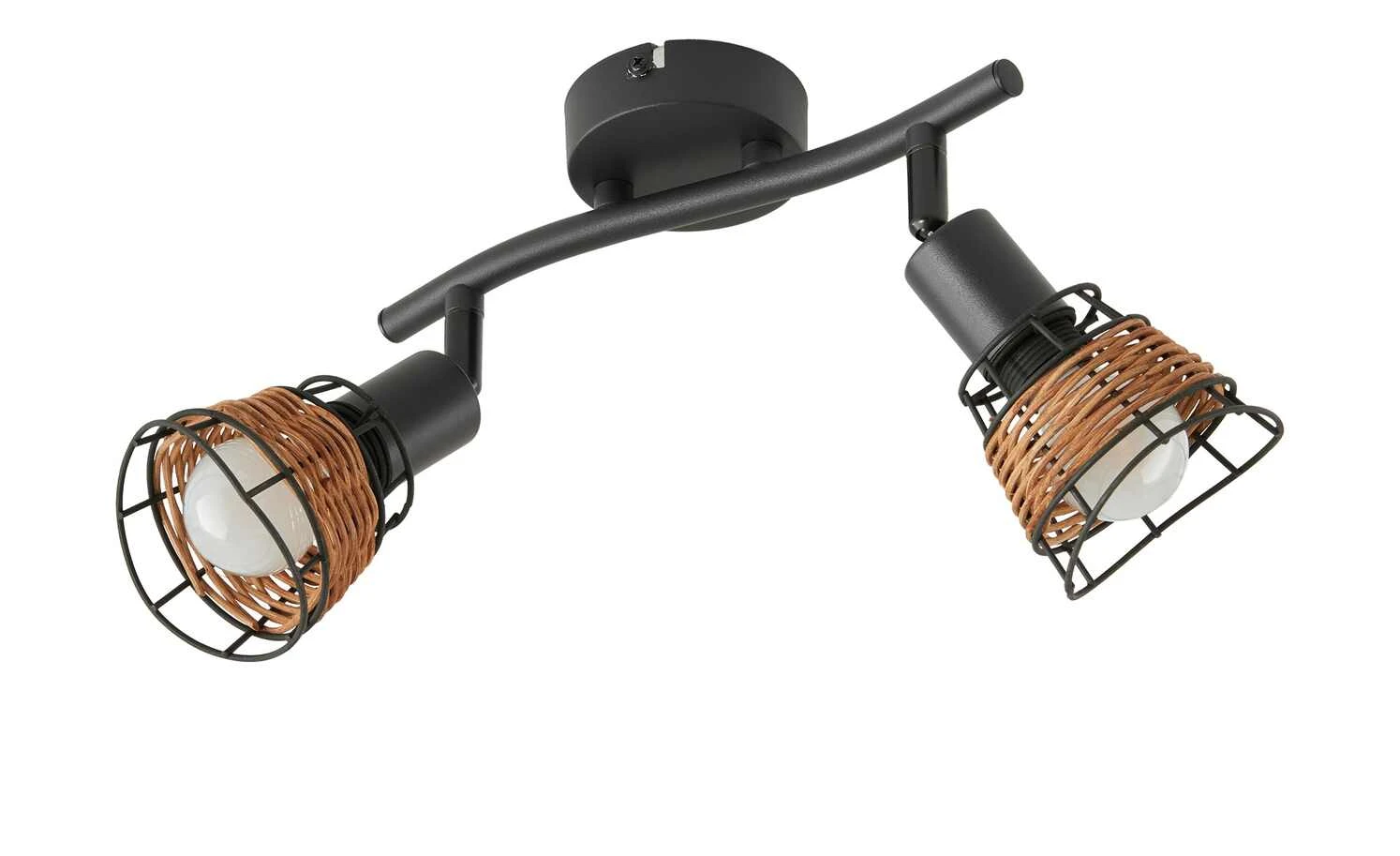 Deckenstrahler 2-flammig, Draht/ Rattan 2 Deckenstrahler 2-flammig, Draht/ Rattan – Bild 2