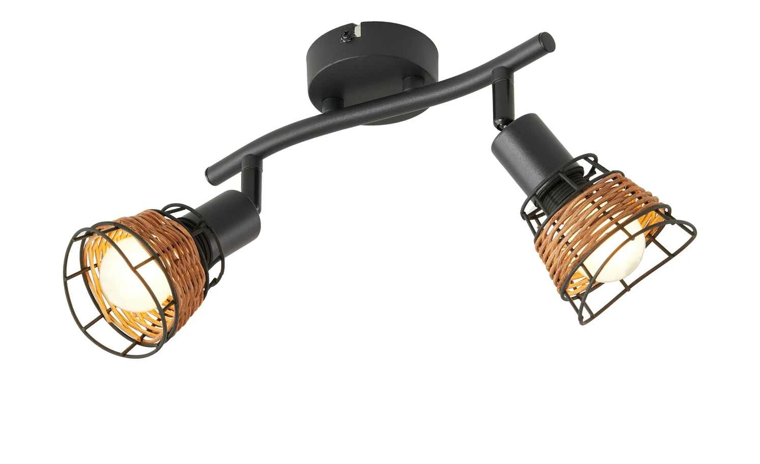 Deckenstrahler 2-flammig, Draht/ Rattan 5 Deckenstrahler 2-flammig, Draht/ Rattan – Bild 5