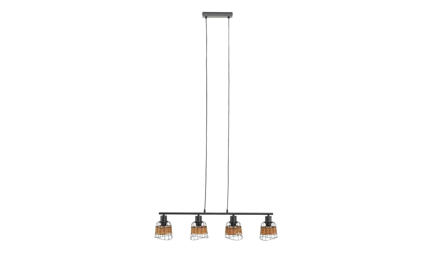 Pendelleuchte, 4-flammig, schwarz, Draht/ Rattan 3 Pendelleuchte, 4-flammig, schwarz, Draht/ Rattan – Bild 3