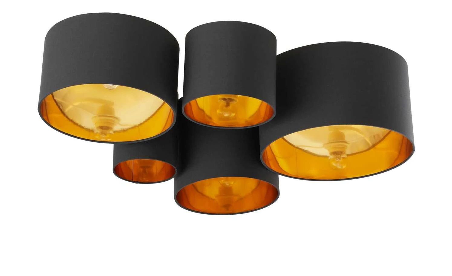 Deckenleuchte, 5-flammig, Stoffschirm schwarz/gold 3 Deckenleuchte, 5-flammig, Stoffschirm schwarz/gold – Bild 3