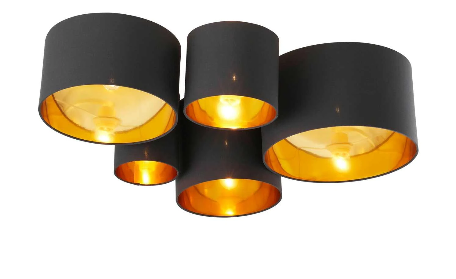 Deckenleuchte, 5-flammig, Stoffschirm schwarz/gold 2 Deckenleuchte, 5-flammig, Stoffschirm schwarz/gold – Bild 2