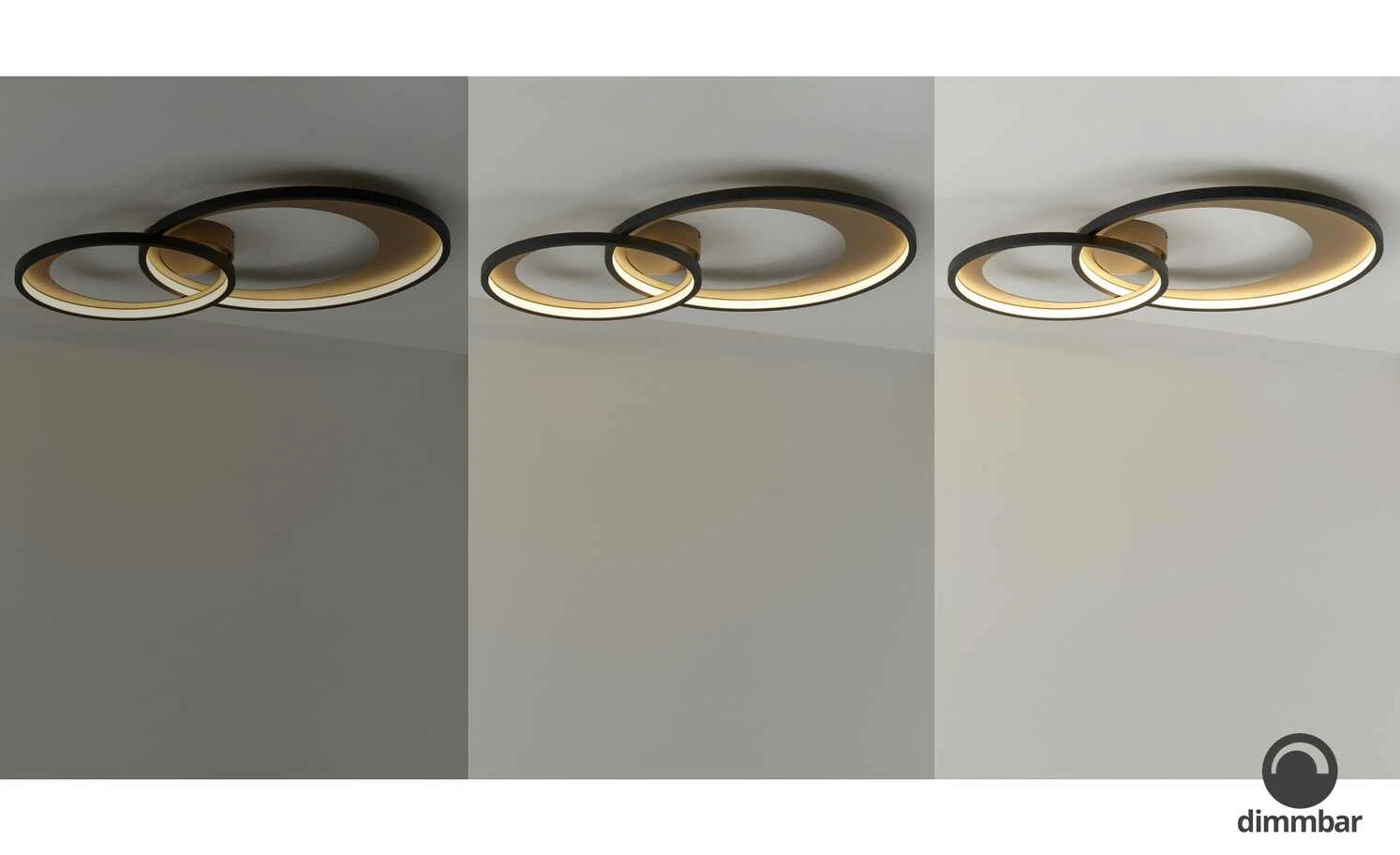 Trio LED-Deckenleuchte, schwarz/ gold ´groß´ | 36|W 1 Trio LED-Deckenleuchte, schwarz/ gold ´groß´ | 36|W