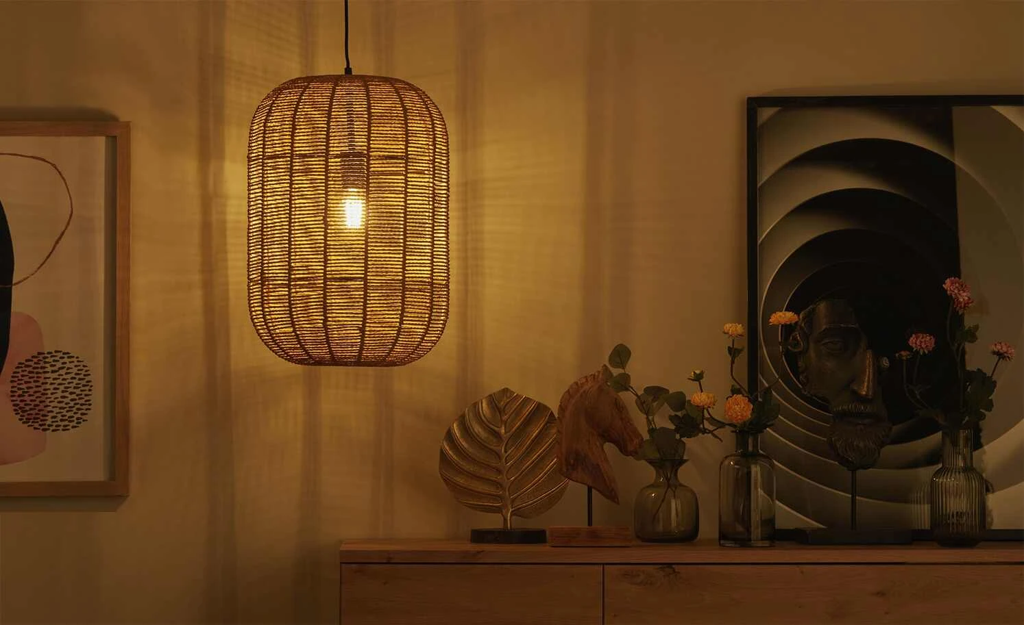 Trio Pendelleuchte, 1-flammig, Sisal braun `groß ´ | 35|cm 3 Trio Pendelleuchte, 1-flammig, Sisal braun `groß ´ | 35|cm – Bild 3