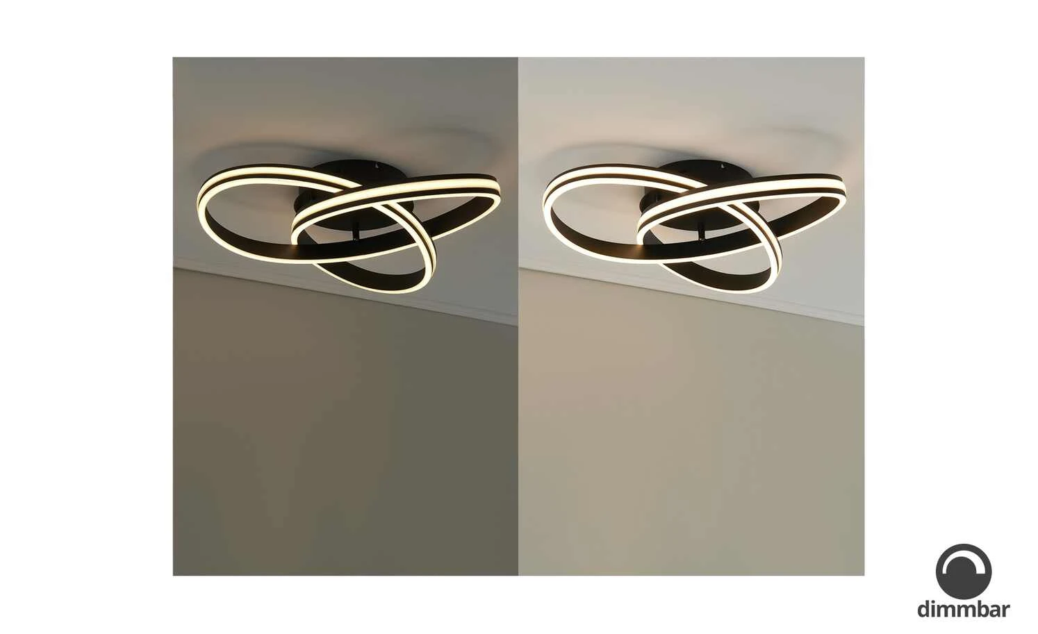 Trio LED-Deckenleuchte, schwarz, ´gedreht´ 1 Trio LED-Deckenleuchte, schwarz, ´gedreht´