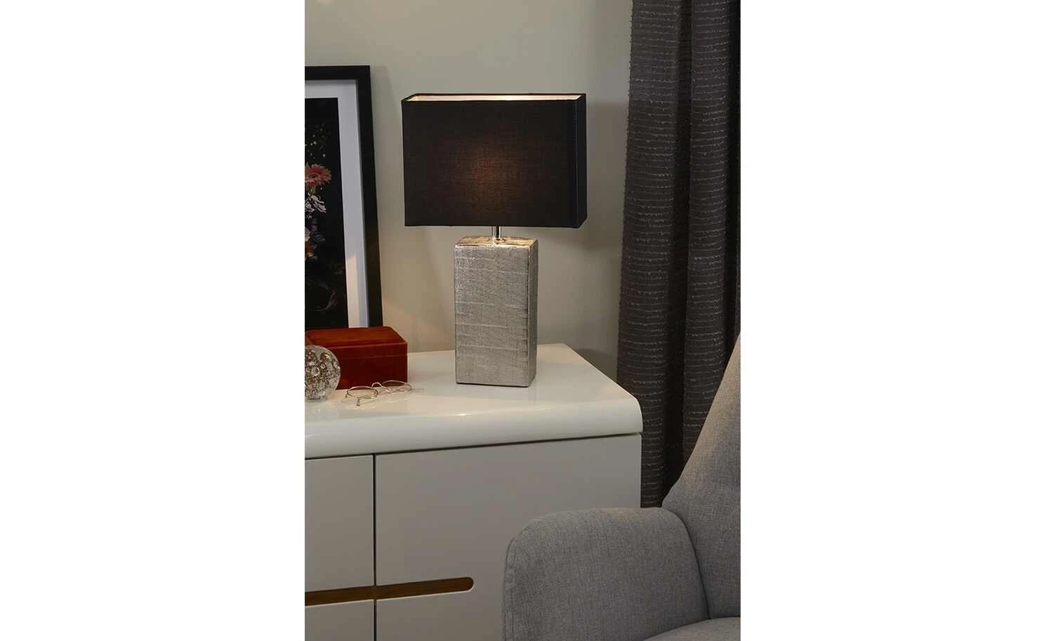 Fischer-Honsel Tischleuchte, 1-flammig, silberfarben antik/ schwarz `groß` | 50|cm 1 Fischer-Honsel Tischleuchte, 1-flammig, silberfarben antik/ schwarz `groß` | 50|cm