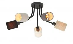 Fischer-Honsel Deckenleuchte, 5-flammig, schwarz mit Leinenschirmen -Innenleuchten Verkaufsladen 11687355 3 202204222231