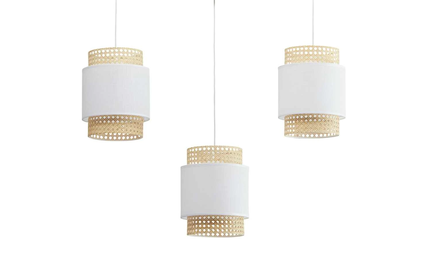 Pendelleuchte 3-flammig, Wiener Geflecht weiß 4 Pendelleuchte 3-flammig, Wiener Geflecht weiß – Bild 4