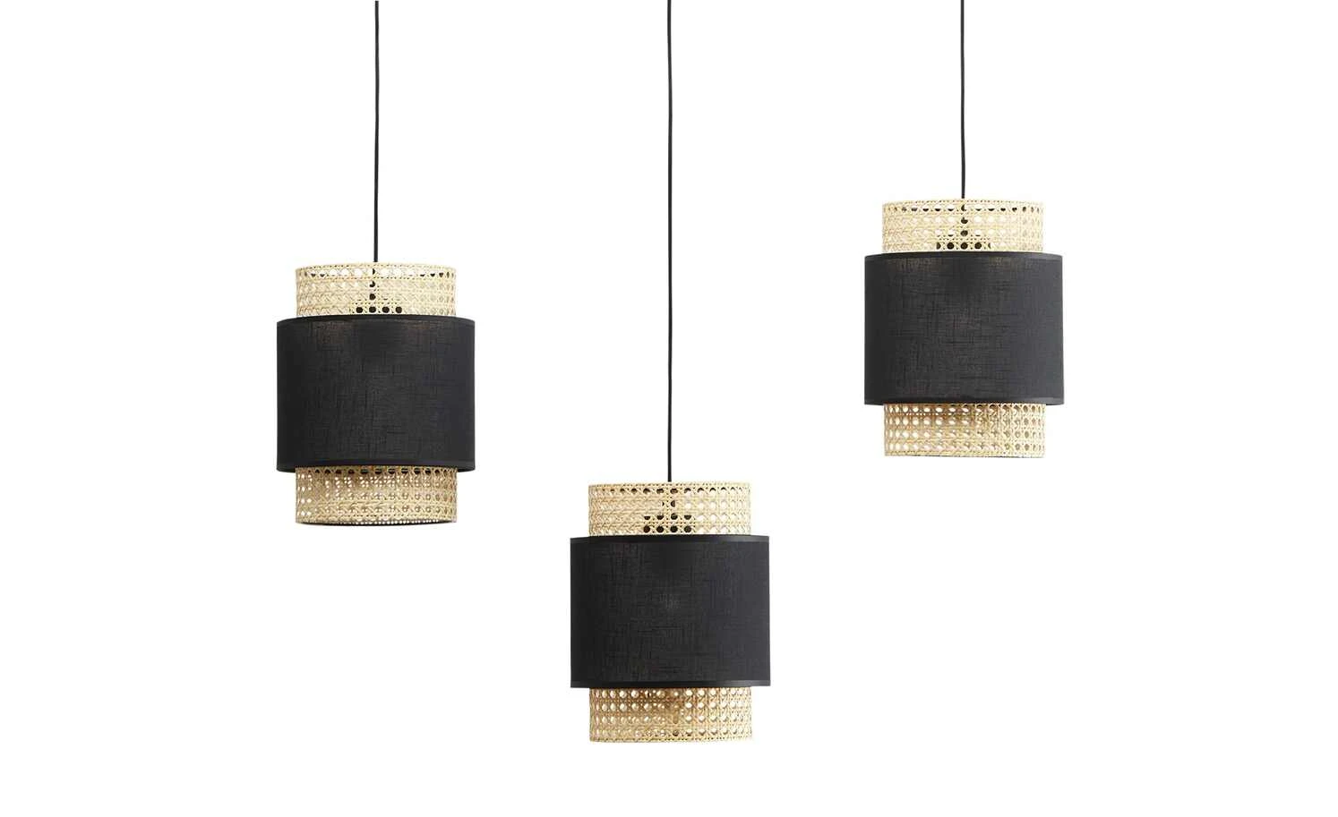 Pendelleuchte 3-flammig, Wiener Geflecht schwarz 3 Pendelleuchte 3-flammig, Wiener Geflecht schwarz – Bild 3