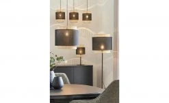 Pendelleuchte 3-flammig, Wiener Geflecht schwarz