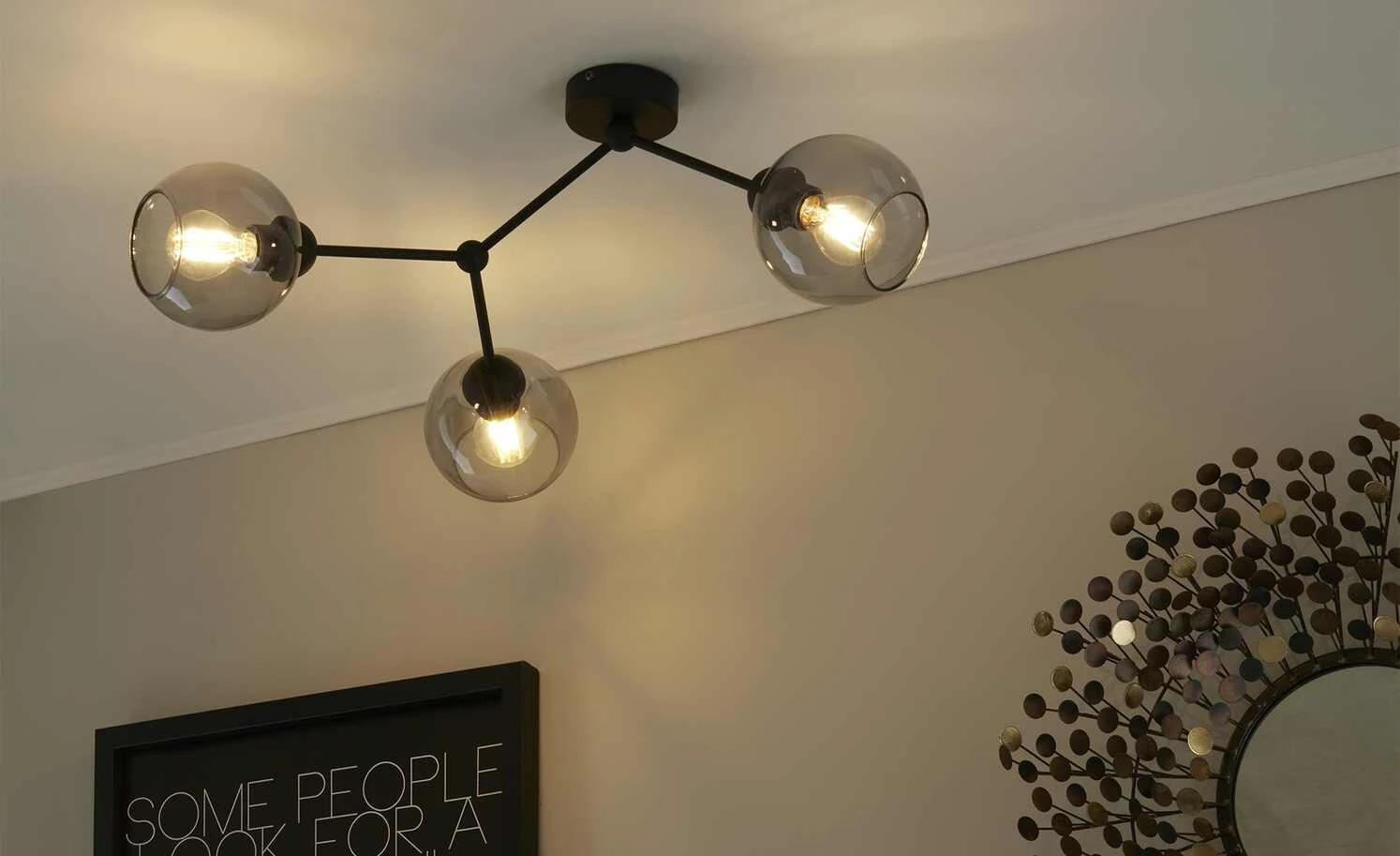 Deckenleuchte, 3-flammig, schwarz 1 Deckenleuchte, 3-flammig, schwarz