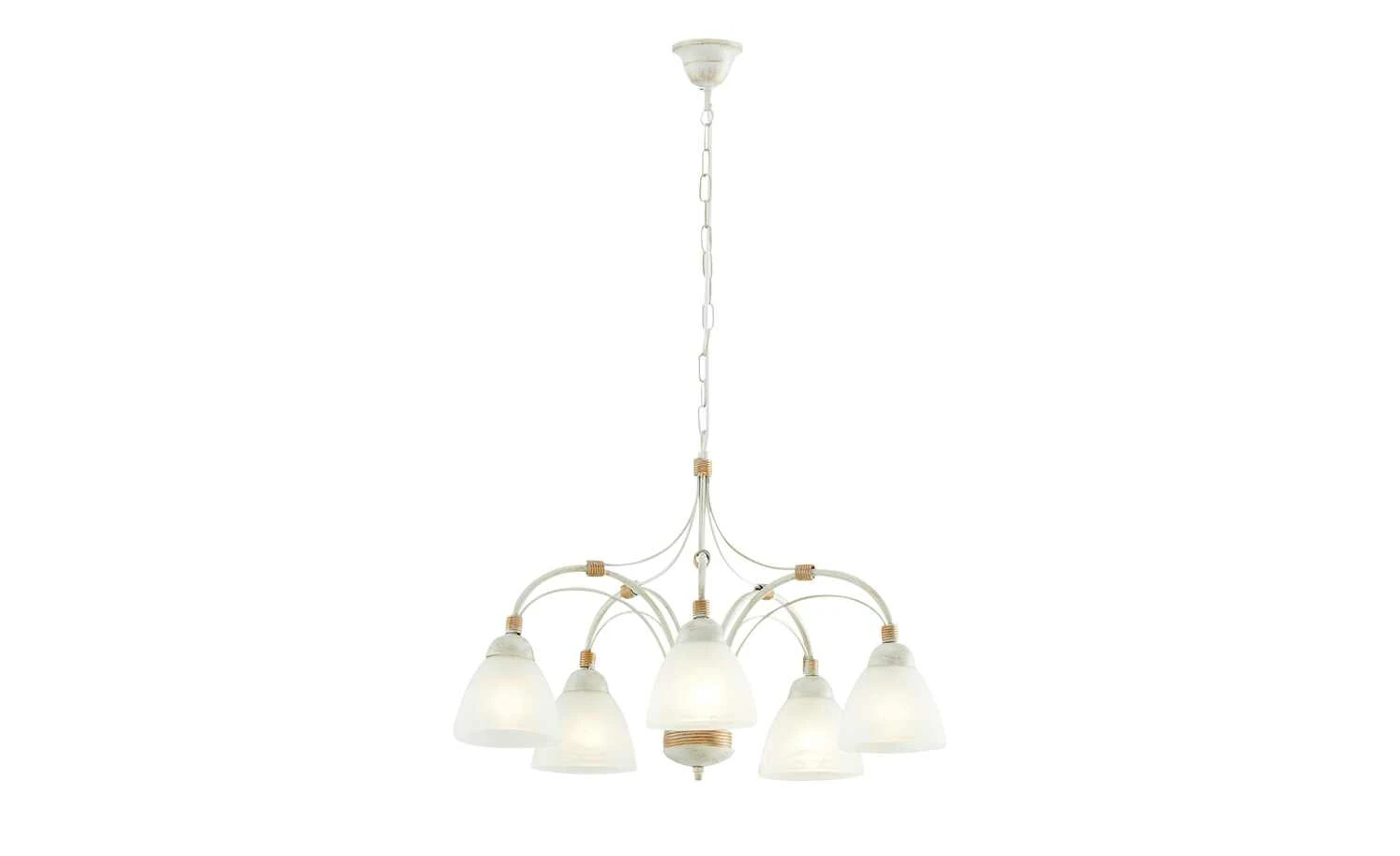 Pendelleuchte, 5-flammig, elfenbein/goldfarben 3 Pendelleuchte, 5-flammig, elfenbein/goldfarben – Bild 3