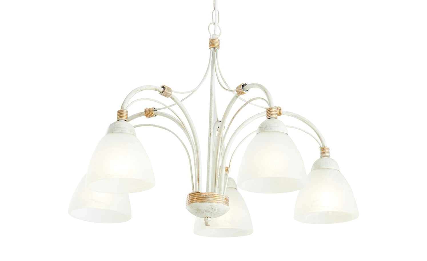 Pendelleuchte, 5-flammig, elfenbein/goldfarben 7 Pendelleuchte, 5-flammig, elfenbein/goldfarben – Bild 7