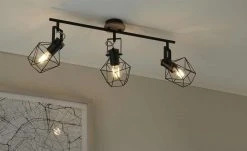 Paul Neuhaus Deckenstrahler, 3-flammig, Rubber Wood/Drahtgestell