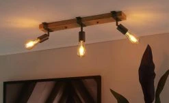 Paul Neuhaus Deckenstrahler, 3-flammig, Kiefernholz/Metall