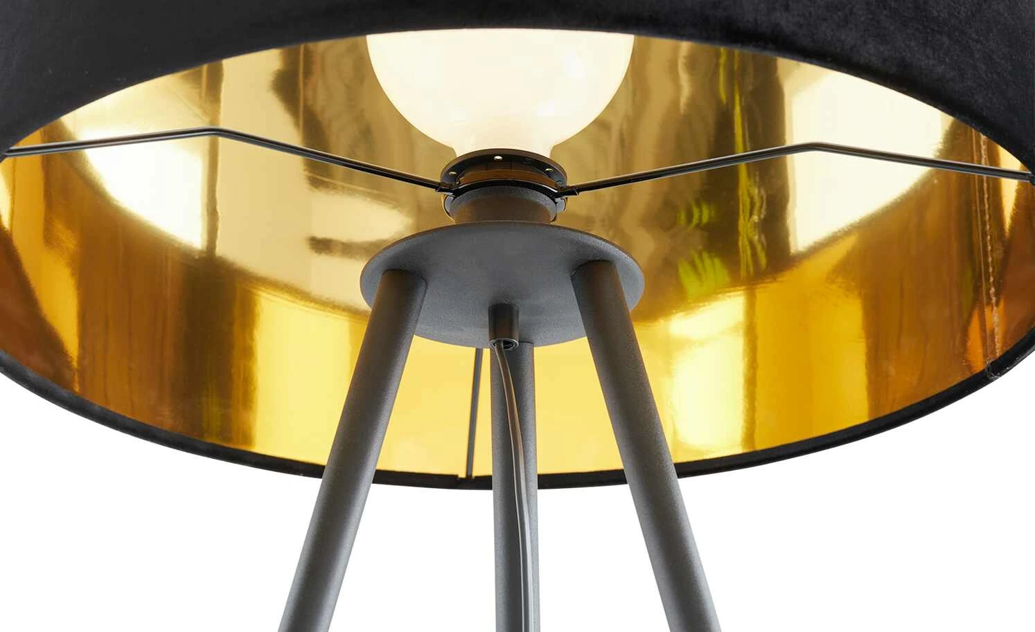 Stehleuchte, 1-flammig, Samtschirm schwarz/gold 7 Stehleuchte, 1-flammig, Samtschirm schwarz/gold – Bild 7