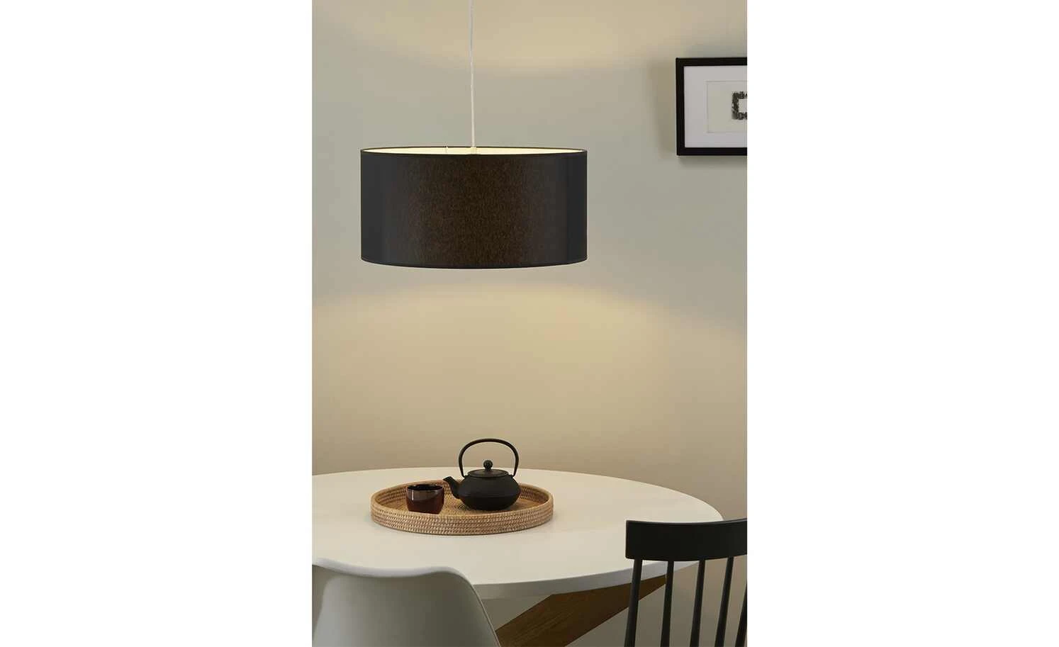 Pendelleuchte, 1-flammig, Stoff schwarz 1 Pendelleuchte, 1-flammig, Stoff schwarz