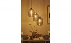 Pendelleuchte, 3-flammig, Glas graphitfarben