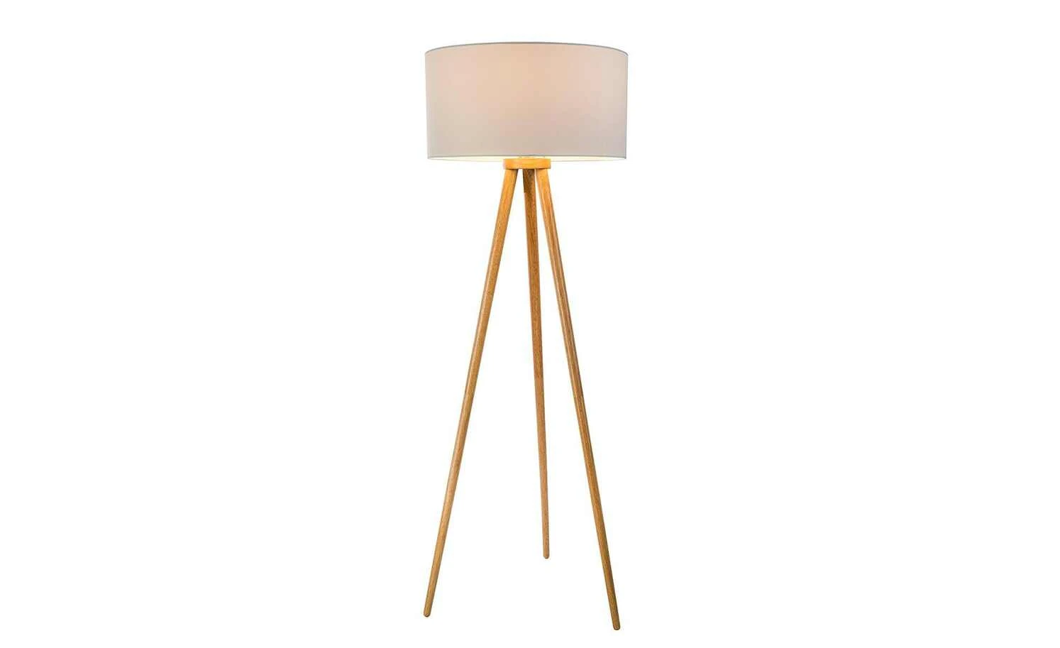 3 Bein-Stehleuchte, 1-flammig, Holz/Stoff 1 3 Bein-Stehleuchte, 1-flammig, Holz/Stoff