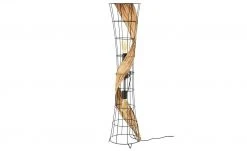 Stehleuchte, 2-flammig, Metall/ Grasgeflecht