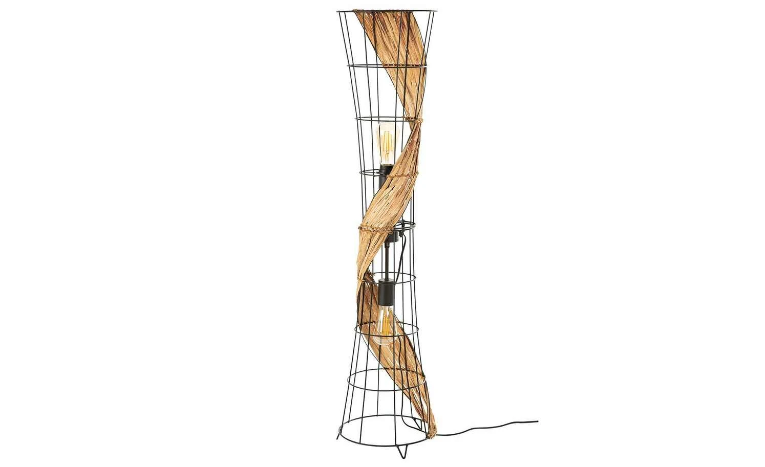 Stehleuchte, 2-flammig, Metall/ Grasgeflecht 1 Stehleuchte, 2-flammig, Metall/ Grasgeflecht