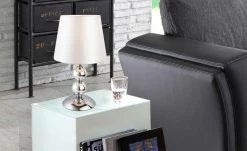 Tischleuchte, 1-flammig, chrom mit Stoffschirm -Innenleuchten Verkaufsladen 11687903 4 202204122233