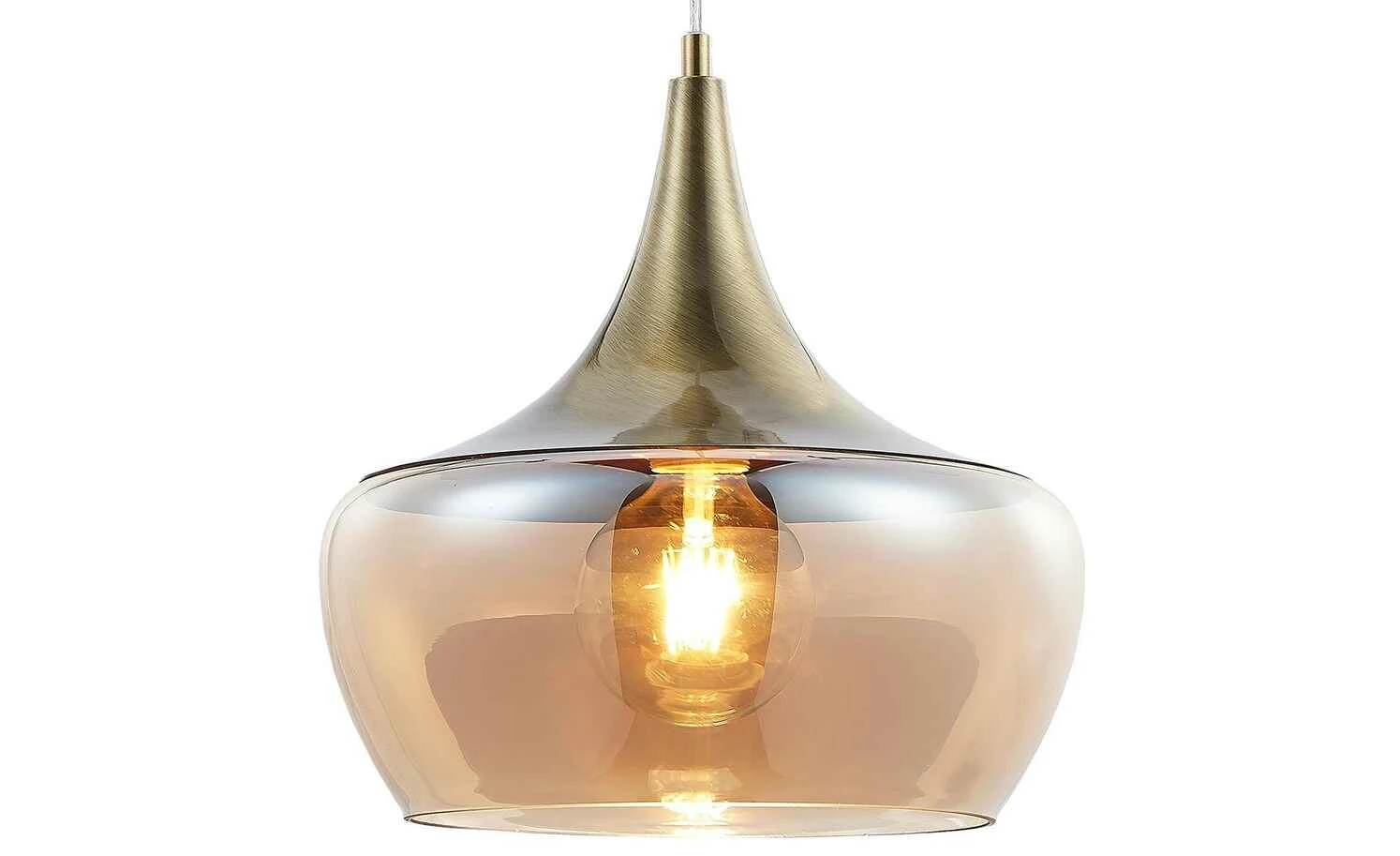 Pendelleuchte, 1-flammig, messing-antik/amber 1 Pendelleuchte, 1-flammig, messing-antik/amber