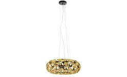 Pendelleuchte, 3-flammig, goldfarben/ schwarz