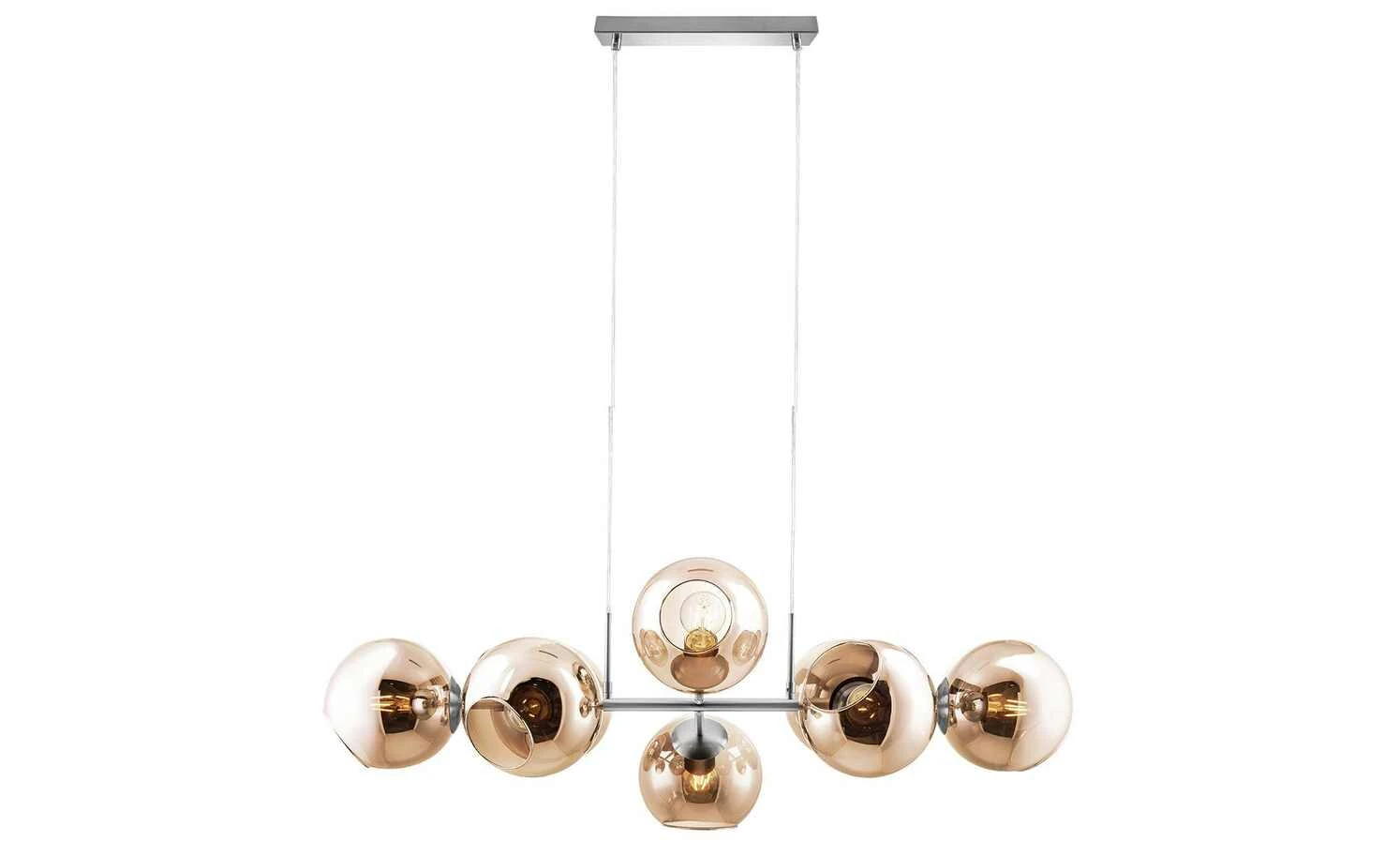 Pendelleuchte, 8-flammig, Glaskugeln kupferfarben 2 Pendelleuchte, 8-flammig, Glaskugeln kupferfarben – Bild 2